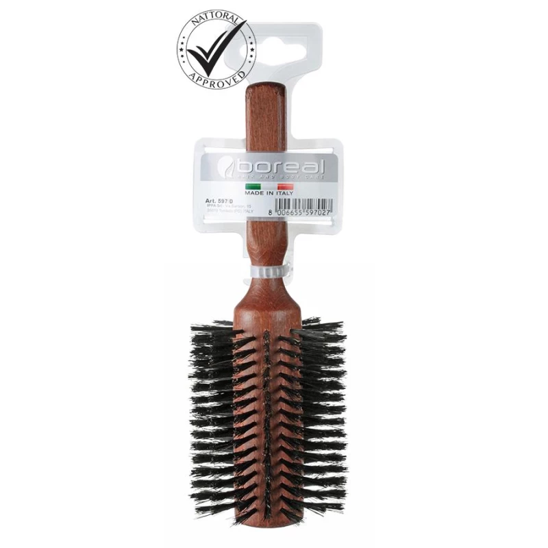 Boreal Maxi Roller Wood Handle Hair Brush- Natural Bristle