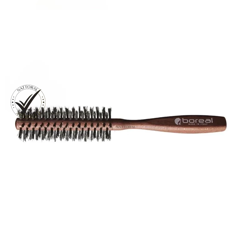 Boreal Thin Roller Wooden Hair Brush - Natural Bristle