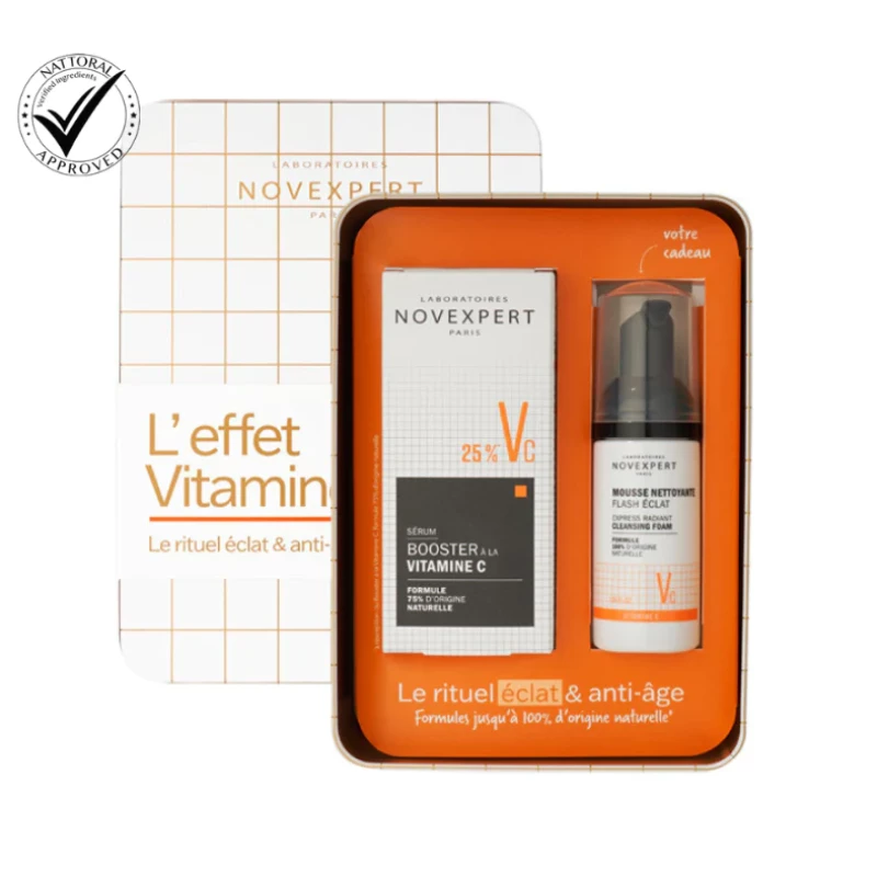 Serum Booster With Vitamin C, 30Ml +Express Radiance Cleansing Foam, 40Ml - Novexpert