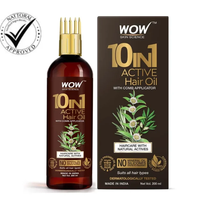 Wow Skin Science 10 In 1 Active Hair Oil With Comb 200Ml